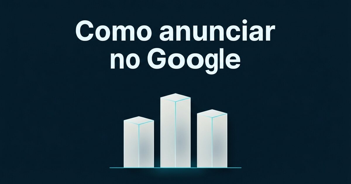 Blocos geométricos e linhas em ciano sobre fundo azul-petróleo, representando os diferentes caminhos de anúncio no Google