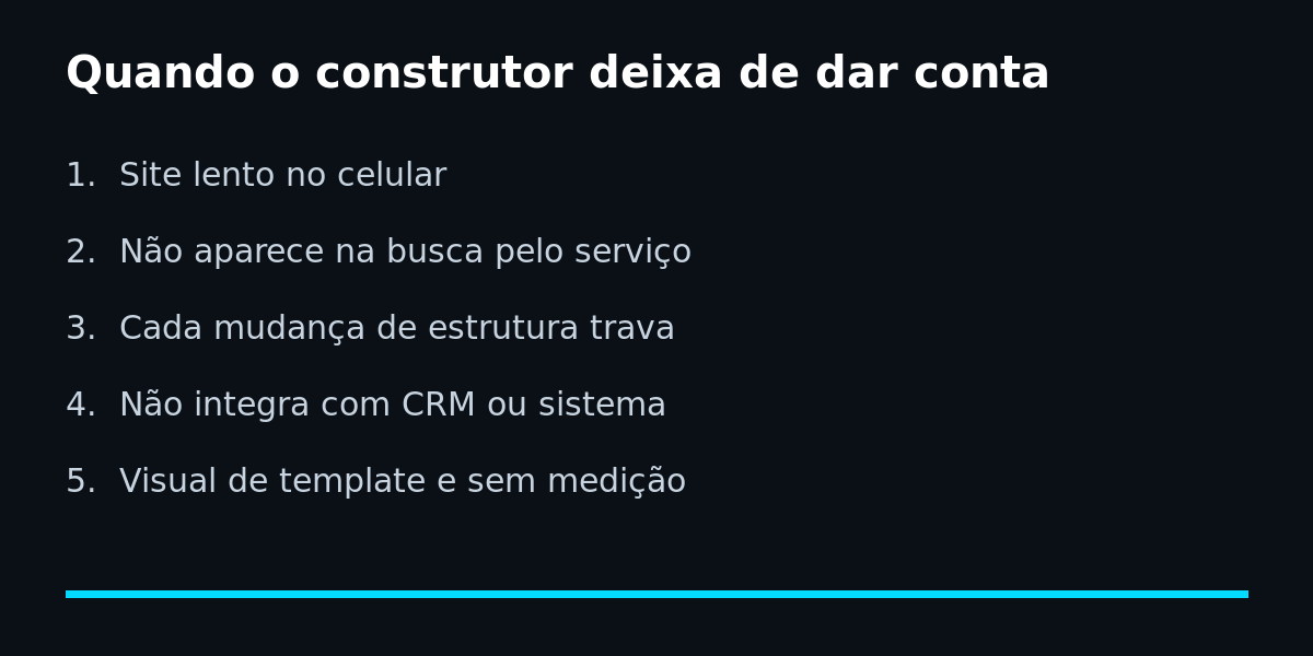 Cinco sinais de que o construtor de site deixou de dar conta do projeto