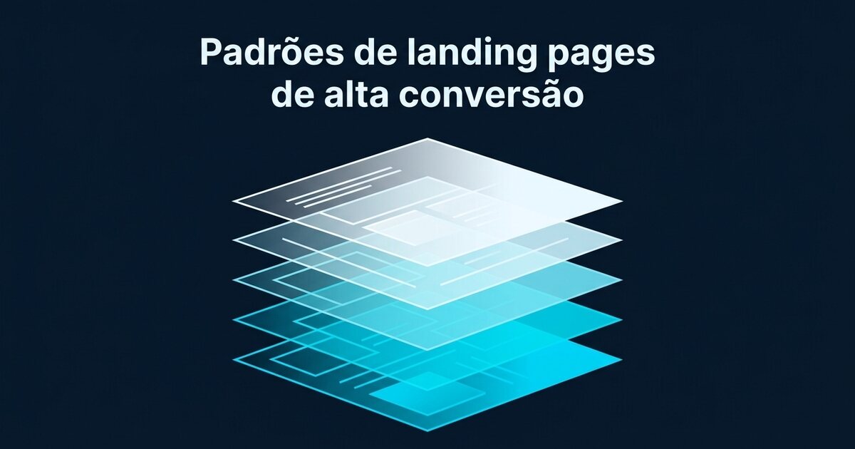 Diagrama com cinco camadas sobrepostas representando os padrões de landing pages de alta conversão