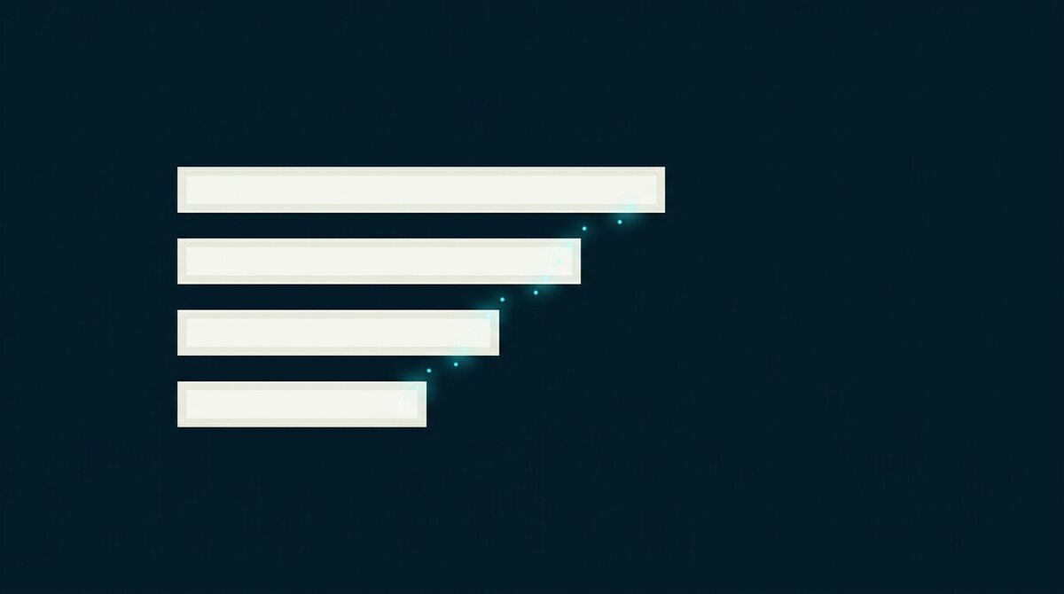 Blocos de tamanhos decrescentes alinhados, mostrando a redução gradual entre etapas do processo
