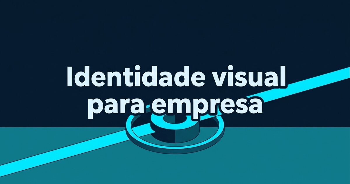 Blocos geométricos distintos representam logotipo, sistema visual e aplicações de uma marca