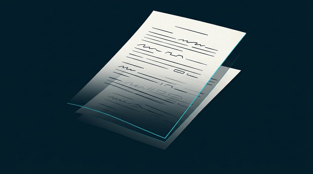 Documento abstrato em que metade das linhas é visível e a outra metade se dissolve em camadas escuras