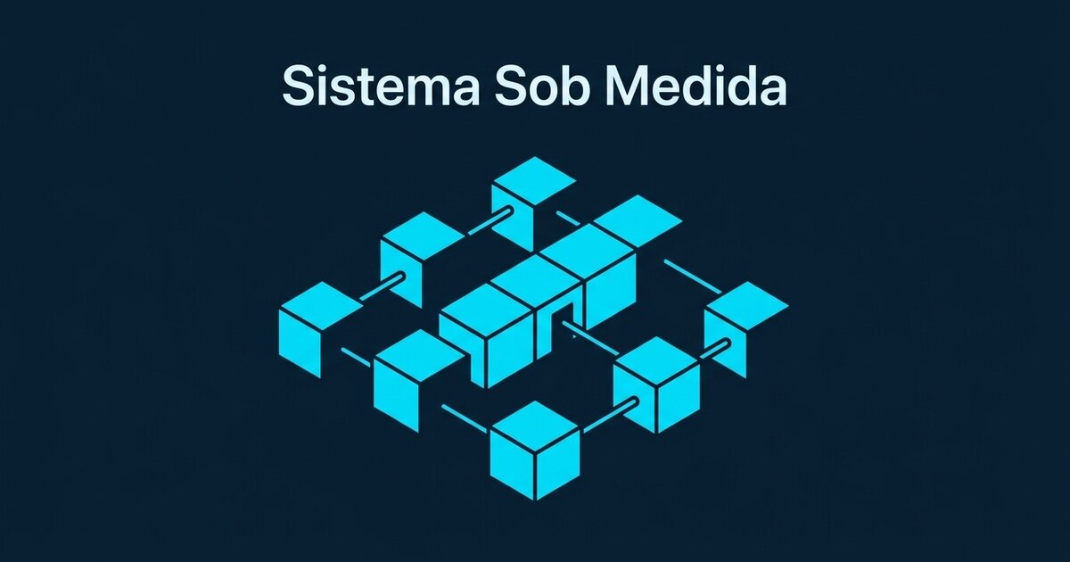 Diagrama de decisão mostrando a transição de um sistema genérico para um sistema personalizado, com blocos conectados por linhas de fluxo