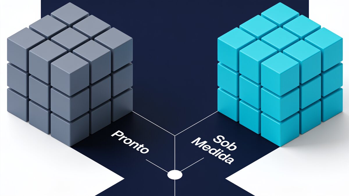 Diagrama comparativo mostrando os critérios de decisão entre sistema pronto e sob medida