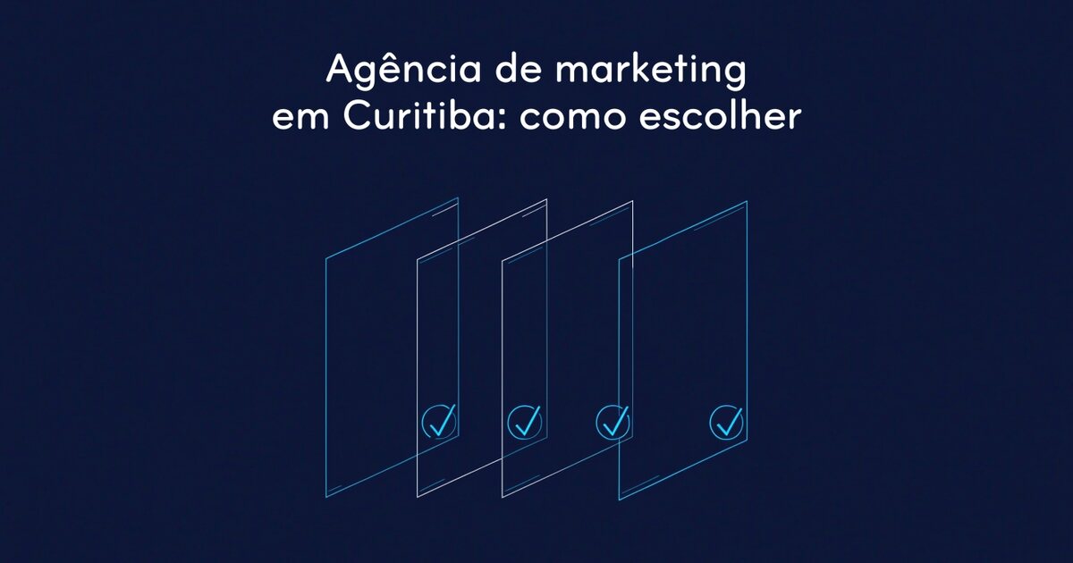 Painéis transparentes sobrepostos em perspectiva, com um deles destacado, representando a comparação de propostas de agência