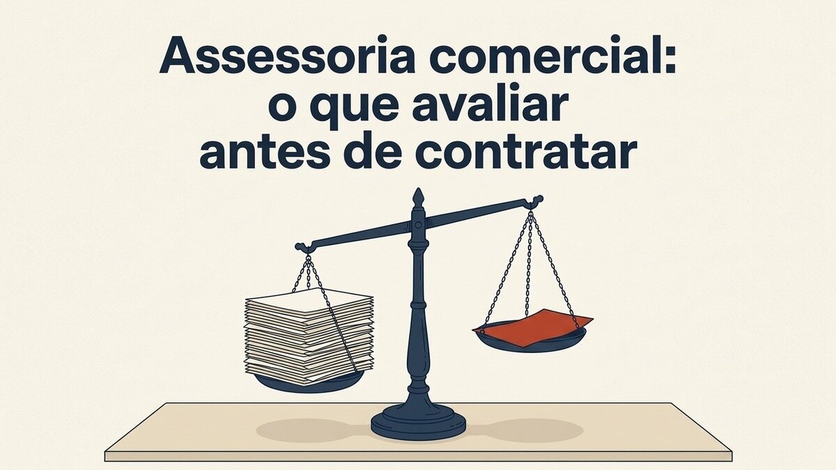 Balança de pratos sobre uma mesa clara: de um lado, um maço denso de folhas; do outro, uma única folha; a viga pende para o lado do maço, sob o título do artigo em três linhas