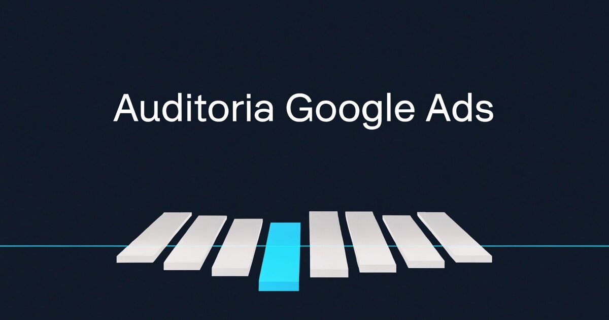 Diagrama abstrato de auditoria com blocos de dados alinhados e um item destacado em ciano sobre fundo azul-escuro