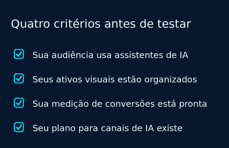 Quatro critérios para avaliar antes de testar anúncios em assistentes de IA