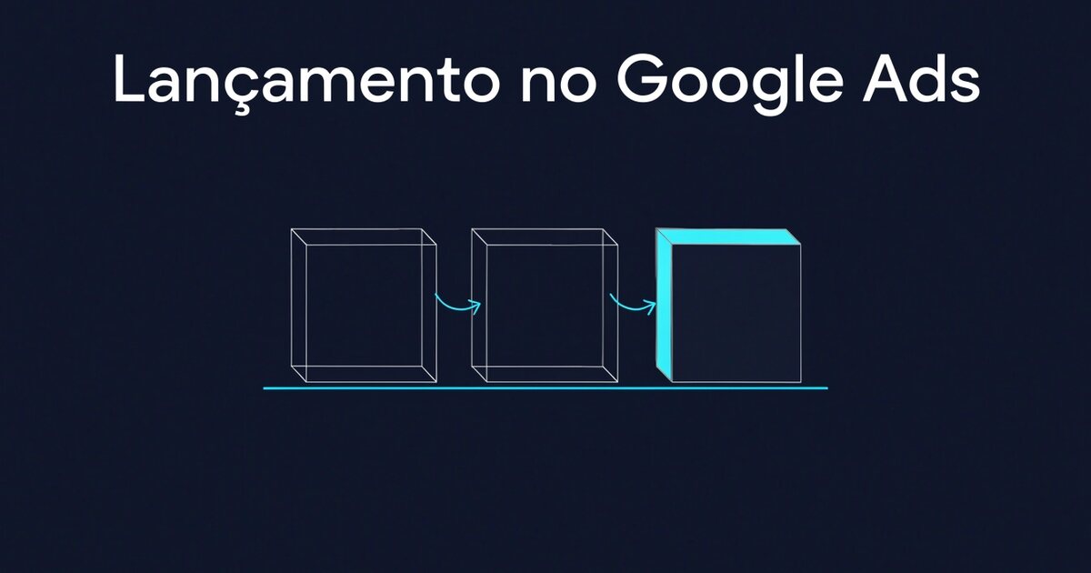 Diagrama de três blocos encadeados representando as fases de um lançamento — aquecimento, abertura e escala — sobre fundo azul-escuro com destaques em ciano