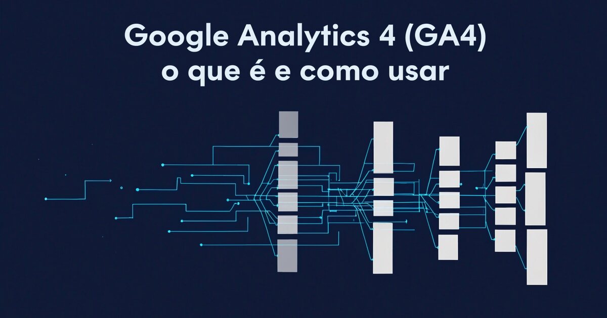 Composição abstrata com blocos geométricos e linhas finas representando eventos de um site sendo registrados