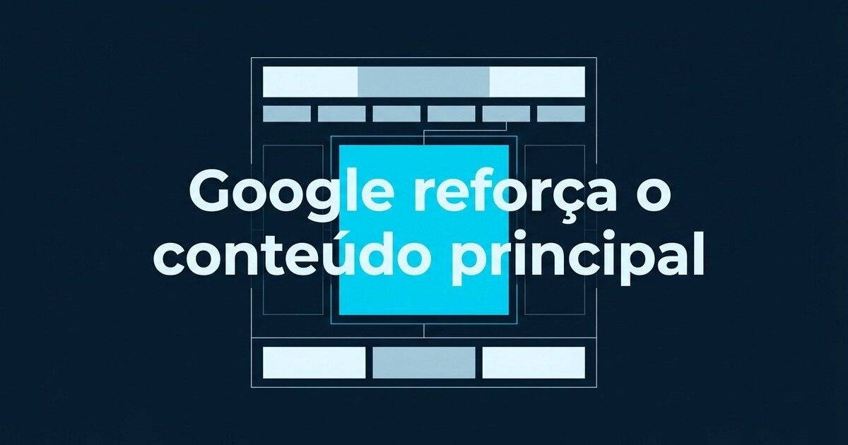 Arte abstrata em azul-escuro e ciano representando o conteúdo principal de uma página, com blocos centrais destacados