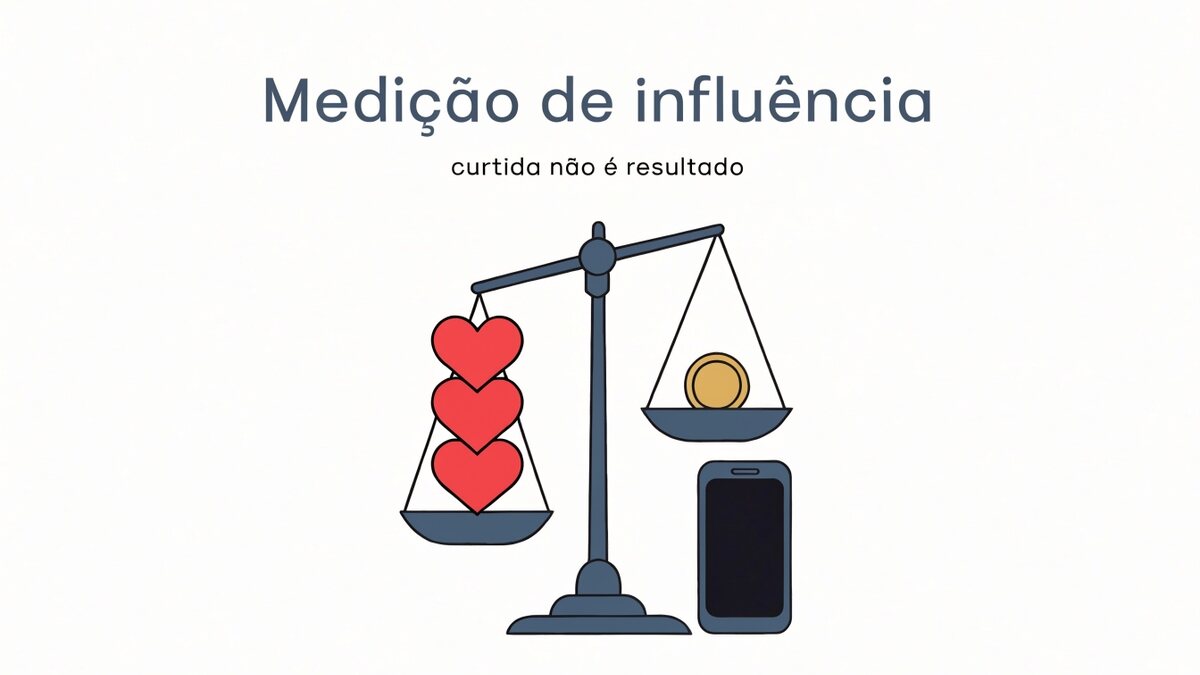 Ilustração de uma balança de dois pratos: três corações vermelhos pesam mais que uma moeda dourada, com um celular ao lado