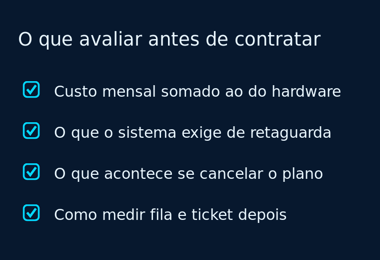 Checklist com quatro pontos para avaliar antes de contratar um totem com IA