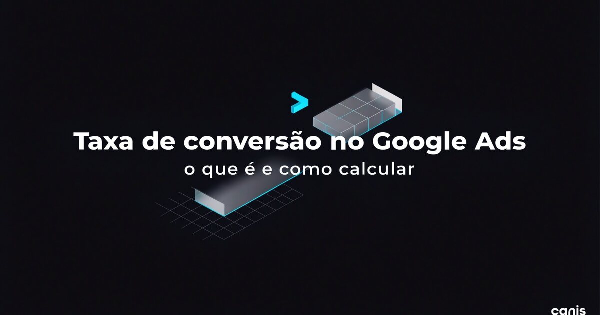 Painéis escuros em ciano com a fórmula de conversões divididas por cliques em destaque
